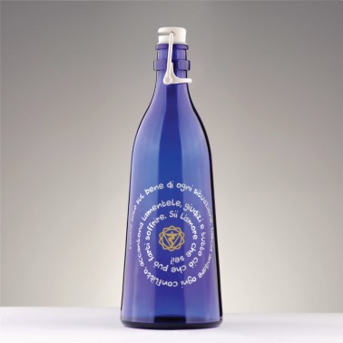 BOTTIGLIA BLU 1 litro TAPPO MECCANICO FOCUS MANTRA + CHAKRA MANIPURA