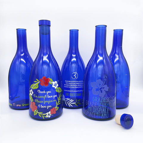 Bottiglie vetro blu 1 LITRO - MANTRA A SCELTA – Tappiebottiglie